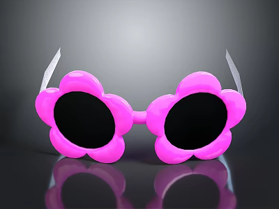 Cute Pink Flower Shaped Sunglasses Stylish Summer Fashion Accessory For Women 3d model