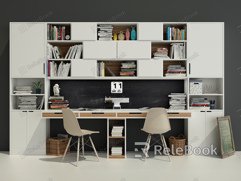 Modern desk and chair cabinet model