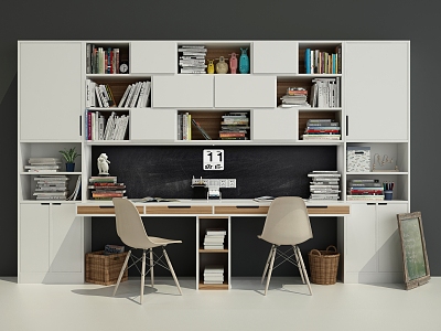 Modern desk and chair cabinet model