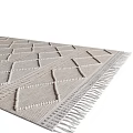 Minimalist Diamond and Stripe Pattern Square Area Rug with Woven Texture in Neutral Tone