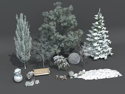 Outdoor landscape snow sketch snowman snowdrift 3d model