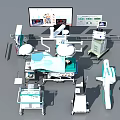 Modern Medical Devices For Surgical Suite With Bed Lights Monitor And Console 3d model