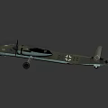 Detailed Blue Military Airplane Model With Cross Insignia On Dark Reflective Surface