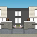 Modern Townhouse Exterior Design With Courtyard Lush Greenery Balconies And Glass Facades
