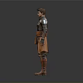 Man In Medieval Leather Armor With Belt Pouches And Brown Boots Standing Pose
