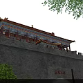 Traditional Beijing City Gate Architecture With Grey Wall Red Decorations And Golden Roof
