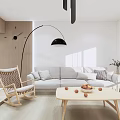 Modern Dining and Living Room Interior With Wooden Walls White Dining Table And Chairs