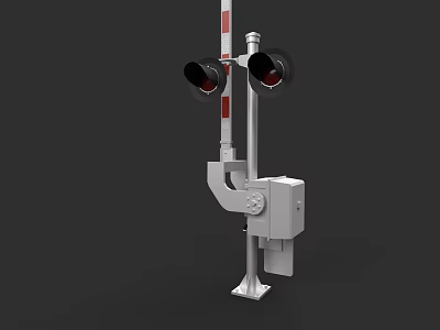 Train Signal Light With Red Lenses Metal Pole And Control Box 3d model