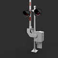 Train Signal Light With Red Lenses Metal Pole And Control Box