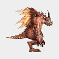Game And Movie Character Red Winged Horned Muscular Scaled Clawed Monster