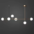 Modern Brass Hanging Chandeliers With Multiple White Spherical Bulbs Design 3d model