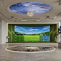 Indoor Sports Fitness Training Space With Large Screen Green Field Simulation And Modern Interior Design