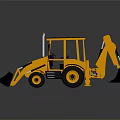 Yellow Construction Loader With Front Bucket Excavator Arm And Black Tires 3d model