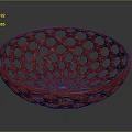 Red Intricate Hollowed Bowl Sculpture With Circular Perforations And Artistic Design
