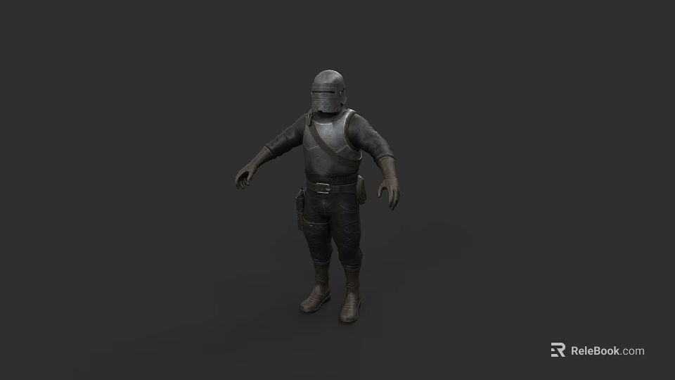 Game and Movie Character 3D Model with Detailed Metal Armor Standing Pose 3d model 
