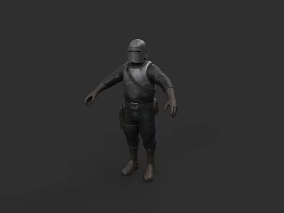 Game and Movie Character 3D Model with Detailed Metal Armor Standing Pose 3d model