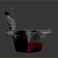 Detailed Aircraft Carrier Model With Brown Flight Deck Red Hull And Gray Superstructure