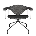 Modern Accent Chair with Dot Patterned Upholstery Metal Frame Star Base and Armrests