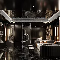 Modern Luxury KTV Interior With Black Metallic Decor Sofa Seating And Chic Lighting 3d model