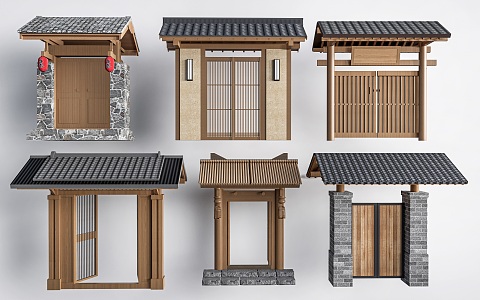 New Chinese Courtyard Door Courtyard Door Homestay Door Courtyard Door Head 3d model