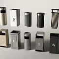 Diverse Modern Trash Bins With Recycling Symbols And Sleek Design In Multiple Colors