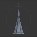 Elegant light blue long dress with pleated design hanging on hanger against dark background