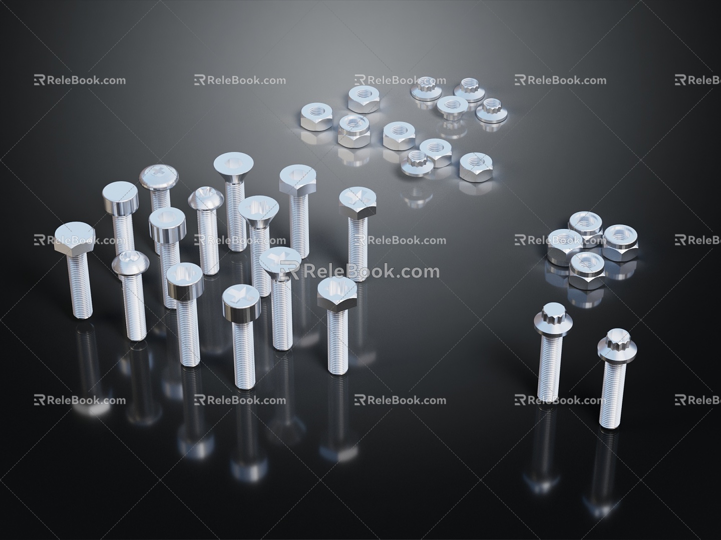 modern screw nut nut 3d model