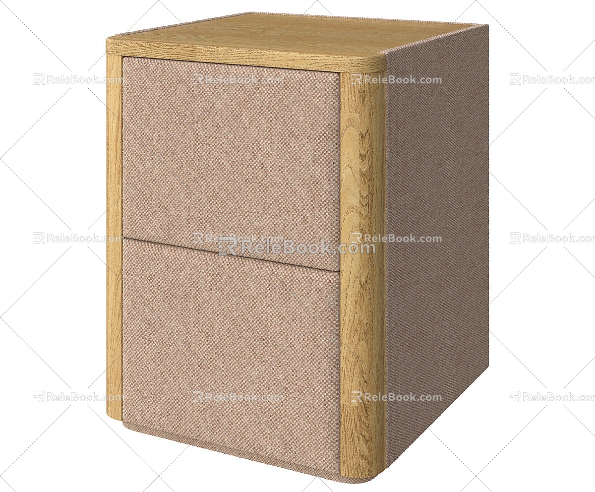 Bedside Table High-end Woven Pattern Ammon Leather Solid Wood Rock Board Simple Light Luxury Bedroom Storage Bedside Cabinet 3d model