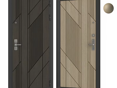 Modern Swing Doors With Geometric Patterns In Different Colors For Home 3d model