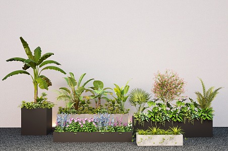 Modern Outdoor Green Plant Flower Box Mobile Flower Box Plant Flower Box Plant Combination Plant Landscape 3d model