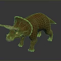 Realistic Triceratops 3D Model With Brown Orange Body Horned Dinosaur Detailed Textured Skin Standing Pose