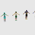 3D Football Player Models In Different Colored Uniforms With Number 10