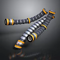 Black And Yellow Corrugated Hoses With Metal Connectors For Industrial Equipment