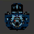 Detailed Blue Futuristic Cosmic Spaceship 3D Model Design Concept