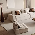 Cream wind multiplayer sofa combination 3d model
