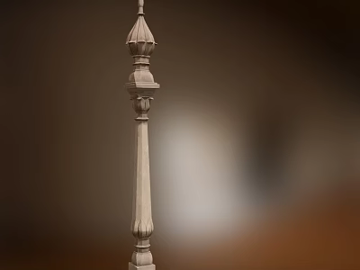 Outdoor Column Lamp Featuring Ornate Top And Classic Textured Post Design 3d model