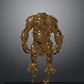 Golden Mythical Warrior Sculpture With Ornate Armor And Clawed Feet