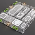 Garden Path Paving Layouts With Various Patterns Plants And Lanterns 3d model