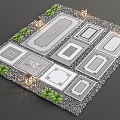 New Chinese Style Paving Garden Paving Floor Paving Setches Landscape Square Paving Courtyard Paving Courtyard Tiles 3d model