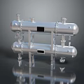 Sleek Modern Silver Metal Lighting Combination With Two Cylindrical Fixtures For Interior Design