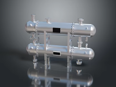 Sleek Modern Silver Metal Lighting Combination With Two Cylindrical Fixtures For Interior Design 3d model