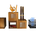 Practical Desktop Storage Organizers With Wooden Metal Holders Pens Pencils Scissors