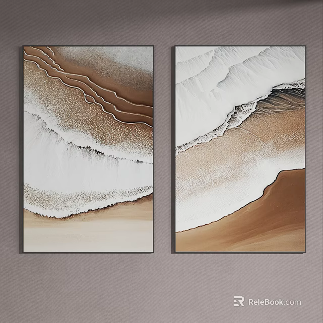 Abstract Sand Texture Wall Art With Wave Patterns For Modern Interior 3d model