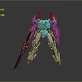 Futuristic Mech Warrior Robot With Detailed Armor And Long Weapon Structure