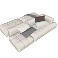 Modern Light Colored Sectional Multi Person Sofa With Various Cushions And Soft Fabric 3d model