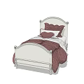 Classic White Single Bed Frame With Red And White Bedding And Decorative Headboard 3d model
