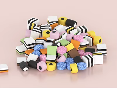 Licorice Marshmallow Candy Snacks Food 3d model
