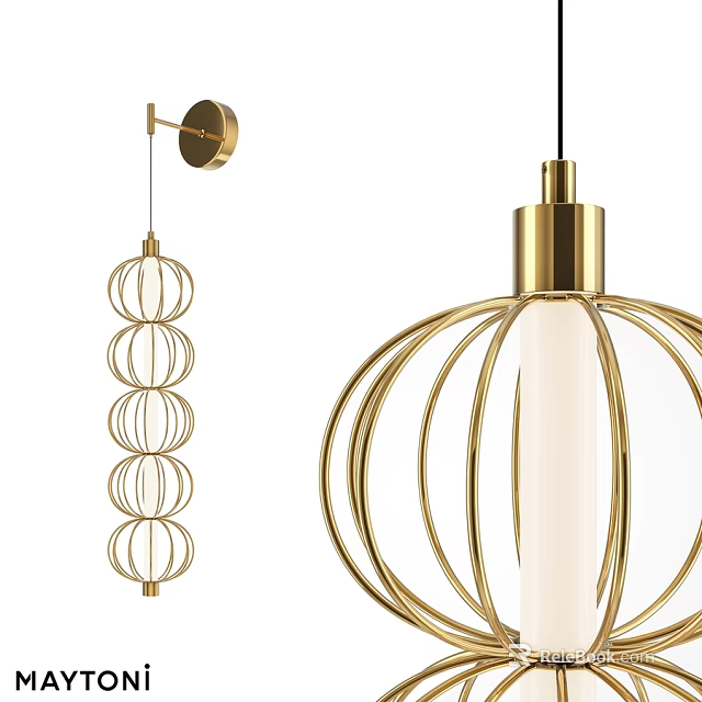 Modern Gold Wall Lamps With Layered Rings And Spherical Frame Design 3d model 