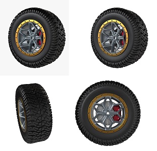 Automobile tire wheel hub automobile tire accessories wheel hub tire off-road tire five-star method array accessories 3d model