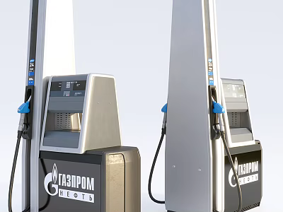 Public Facility Modern Gazprom Fuel Dispensers With Display Screens And Fuel Nozzles 3d model
